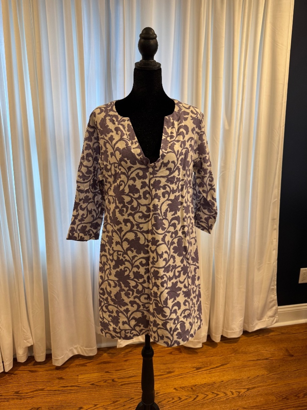J. Crew linen purple pattern dress